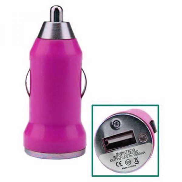 Wholesale Cell Phone Car Power Adapter (Hot Pink)